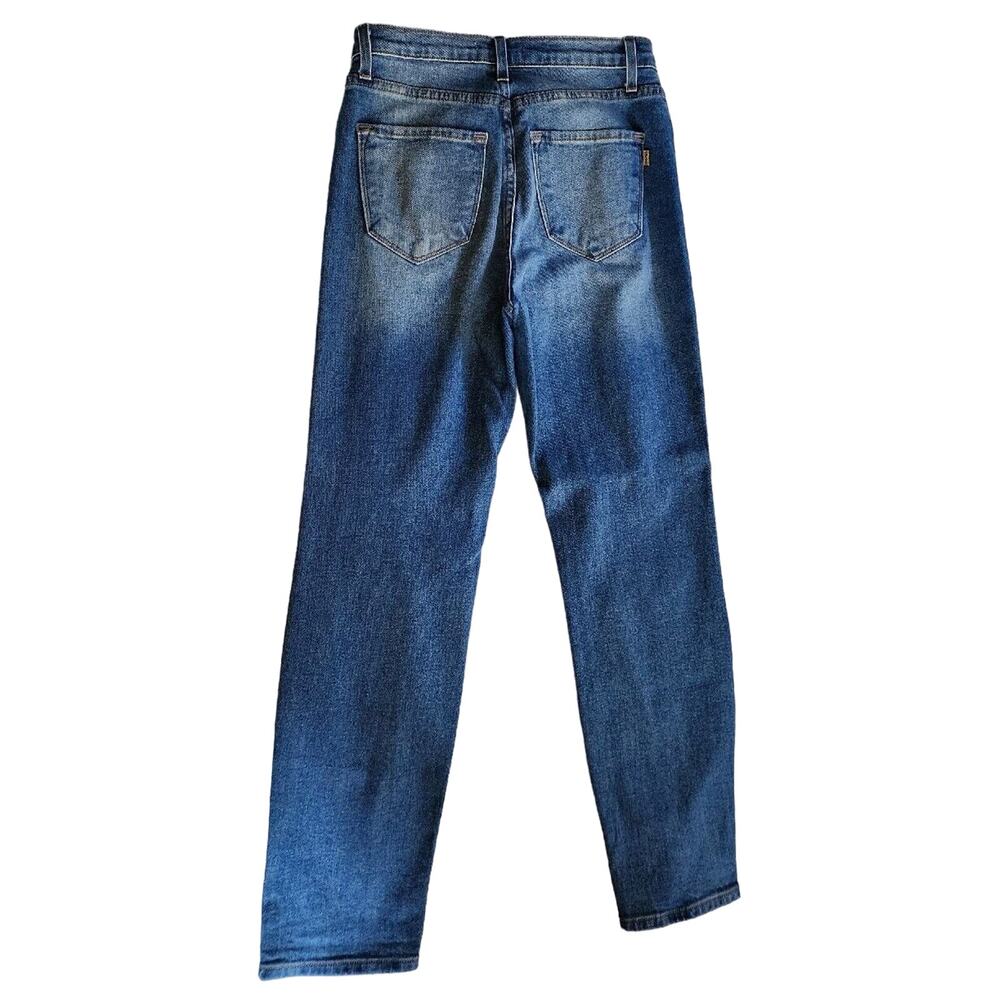 Vibrant Stretch Blue Denim Distressed Jeans Size 11(W29) Pre-Owned